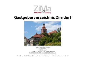 Gastgeberverzeichnis Zirndorf - Zirndorf Marketing