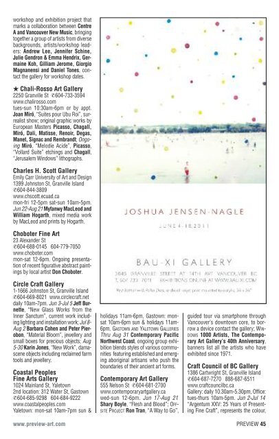 Preview â The Gallery Guide | June through August 2011