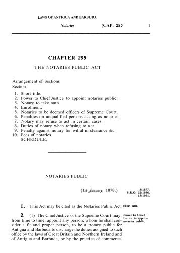 Notaries Public Act - Laws Online Government of Antigua and Barbuda