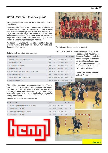 UHE Handball News #20(04/2013) - UHC Eggenburg