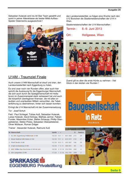 UHE Handball News #20(04/2013) - UHC Eggenburg