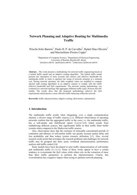 Network Planning and Adaptive Routing for Multimedia Traffic - UnB