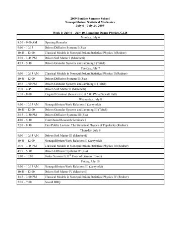 2009 Boulder Summer School Nonequilibrium Statistical Mechanics ...