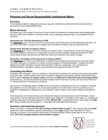 Personal and Social Responsibility Institutional Matrix