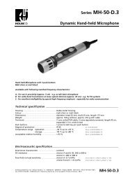 Data sheet (pdf) - HOLMCO - Holmberg Elektroakustik
