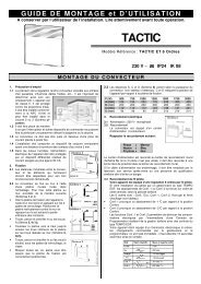 Notice convecteur Tactic 6 ordres - PiÃ¨ces dÃ©tachÃ©es