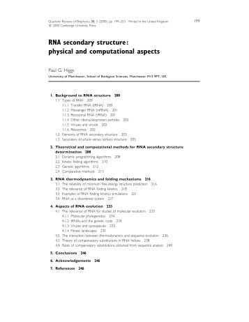 RNA secondary structure: physical and computational aspects