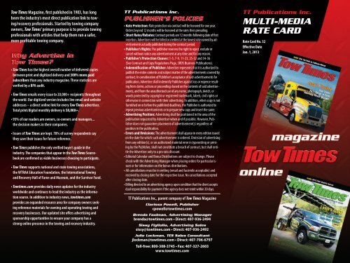 download a PDF of our 2013 Media Kit - Tow Times Magazine Online