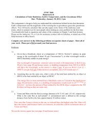 ATOC 1060 Homework #1 Calculations of Solar Radiation, Earth's ...