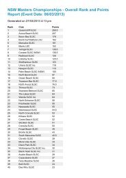 2013 NSW Masters Championships Final Results, 673Kb