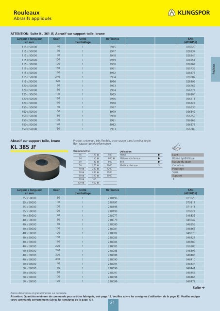 catalogue de KLINGSPOR