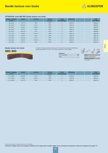 catalogue de KLINGSPOR