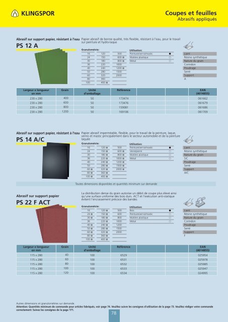 catalogue de KLINGSPOR