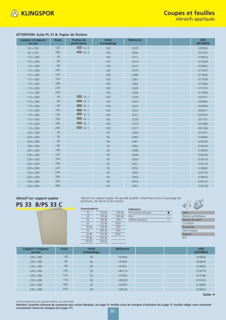 catalogue de KLINGSPOR