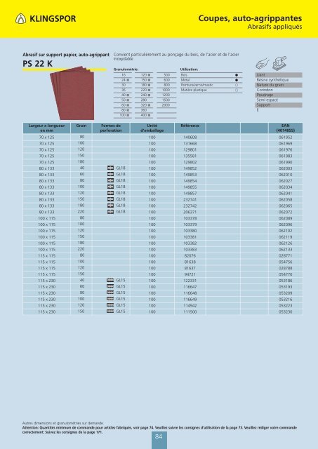 catalogue de KLINGSPOR