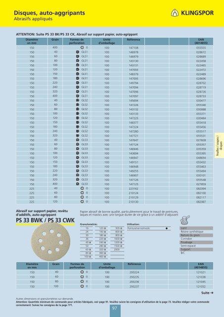 catalogue de KLINGSPOR