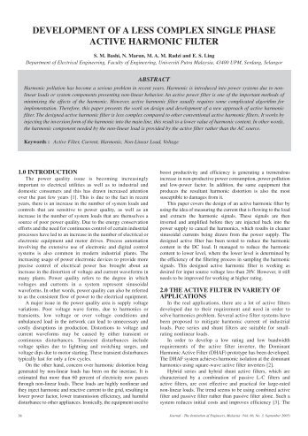 development of a less complex single phase active harmonic filter