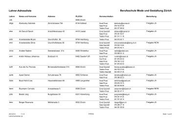 Lehrerliste HE12 - Berufsschule Mode und Gestaltung ZÃ¼rich