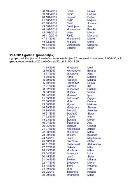 8.4.2011.godine (petak) - Zavod za zdravstvenu zaÅ¡titu studenata ...