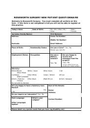 ROSEWORTH SURGERY NEW PATIENT QUESTIONNAIRE