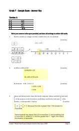 Grade 7 Sample Final Exam Answer Key