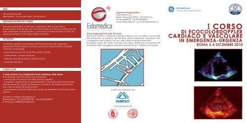 I Corso di Ecocolordoppler Cardiaco Vascolare in Emergenza - Anmco