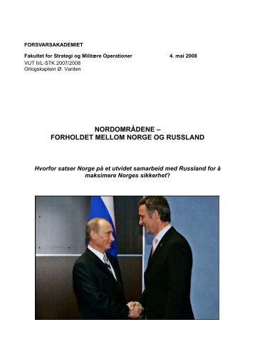 forholdet mellom norge og russland - Forsvarsakademiet