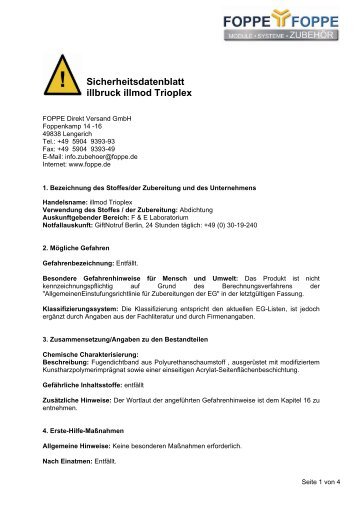 Sicherheitsdatenblatt illbruck illmod Trioplex - FOPPE und FOPPE