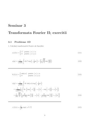 Seminar 3 Transformata Fourier II; exercitii