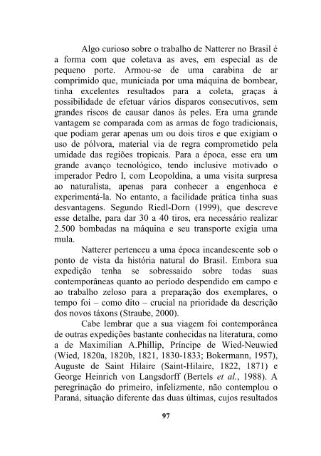 História da ornitologia no Paraná. Período de Natterer, 1