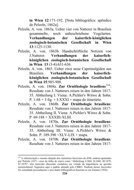 História da ornitologia no Paraná. Período de Natterer, 1