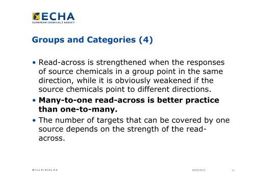 Read-Across, Grouping and Categories: possibilities and ... - Europa