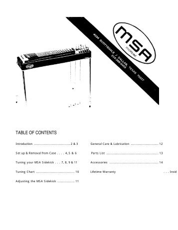 MSA Sidekick Owner's Manual - Carter Steel Guitars