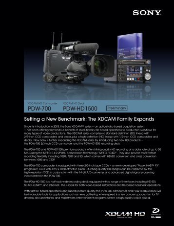 Sony PDW-700 / PDW-HD1500 preliminary brochure - Creative Video