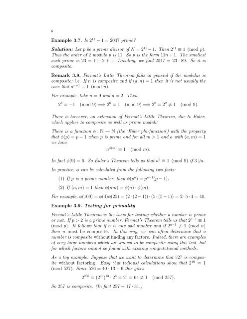 MATH10040 Chapter 5: Fermat's 'Little' Theorem