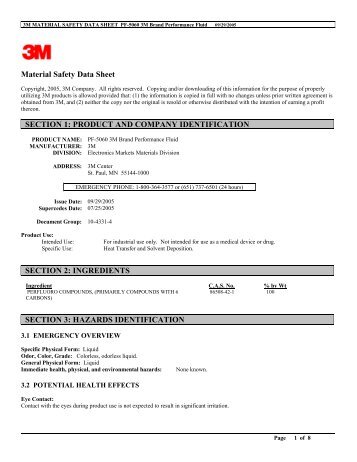 Material Safety Data Sheet SECTION 1: PRODUCT AND ... - CERN