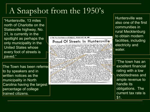 History of the Town of Huntersville