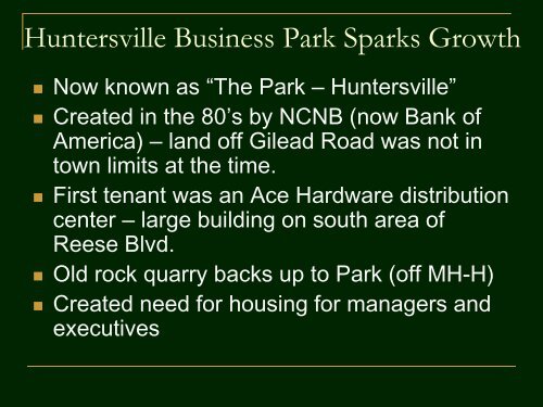 History of the Town of Huntersville