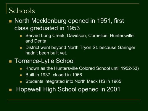 History of the Town of Huntersville