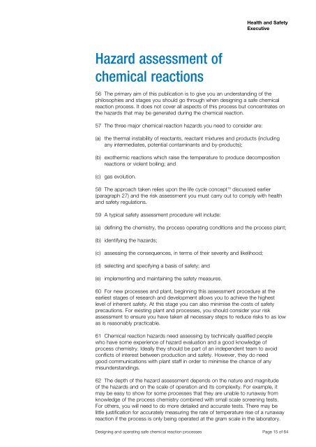 Designing and operating safe chemical reaction processes HSG143