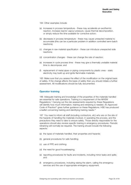 Designing and operating safe chemical reaction processes HSG143