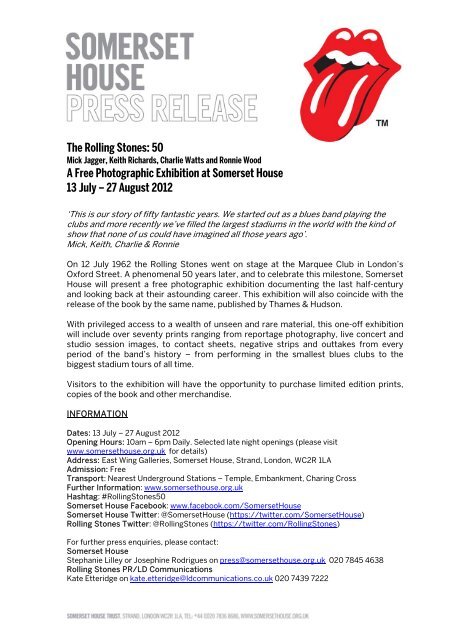 The Rolling Stones: 50 A Free Photographic ... - Somerset House