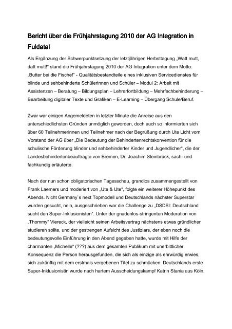 Kassel 10 Tagungsbericht