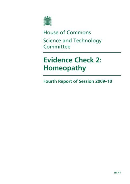 Evidence Check 2: Homeopathy - Homeowatch