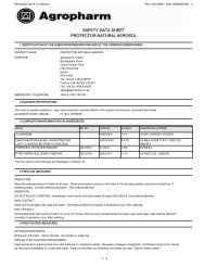 safety data sheet protector natural aerosol - Agropharm Limited