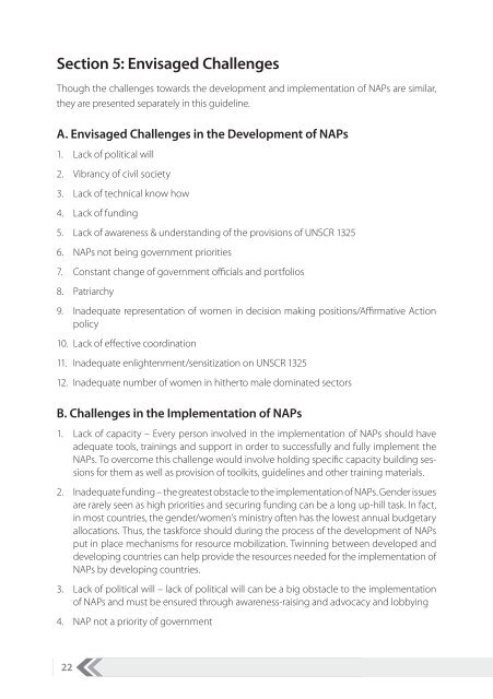 DEVELOPMENT AND IMPLEMENTATION of National Action Plans ...