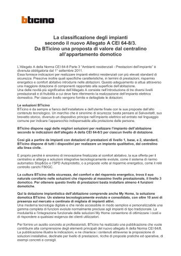 Comunicato stampa, 1 settembre - Professionisti BTicino
