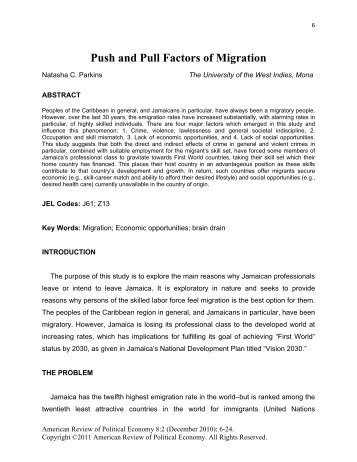 Push and Pull Factors of Migration - American Review of Political ...