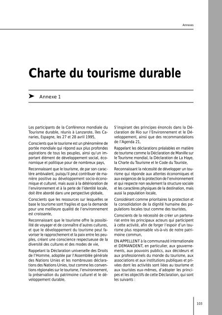 Charte du tourisme durable - Le tourisme solidaire