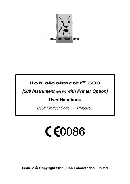 500 Instrument (Mk IV) with Printer Option] User Handbook - Lion
